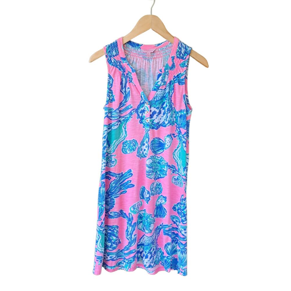 LILLY PULTZER Essie Sleeveless Mini Dress Pink Pout Barefoot Princess Shells XS - Picture 9 of 10